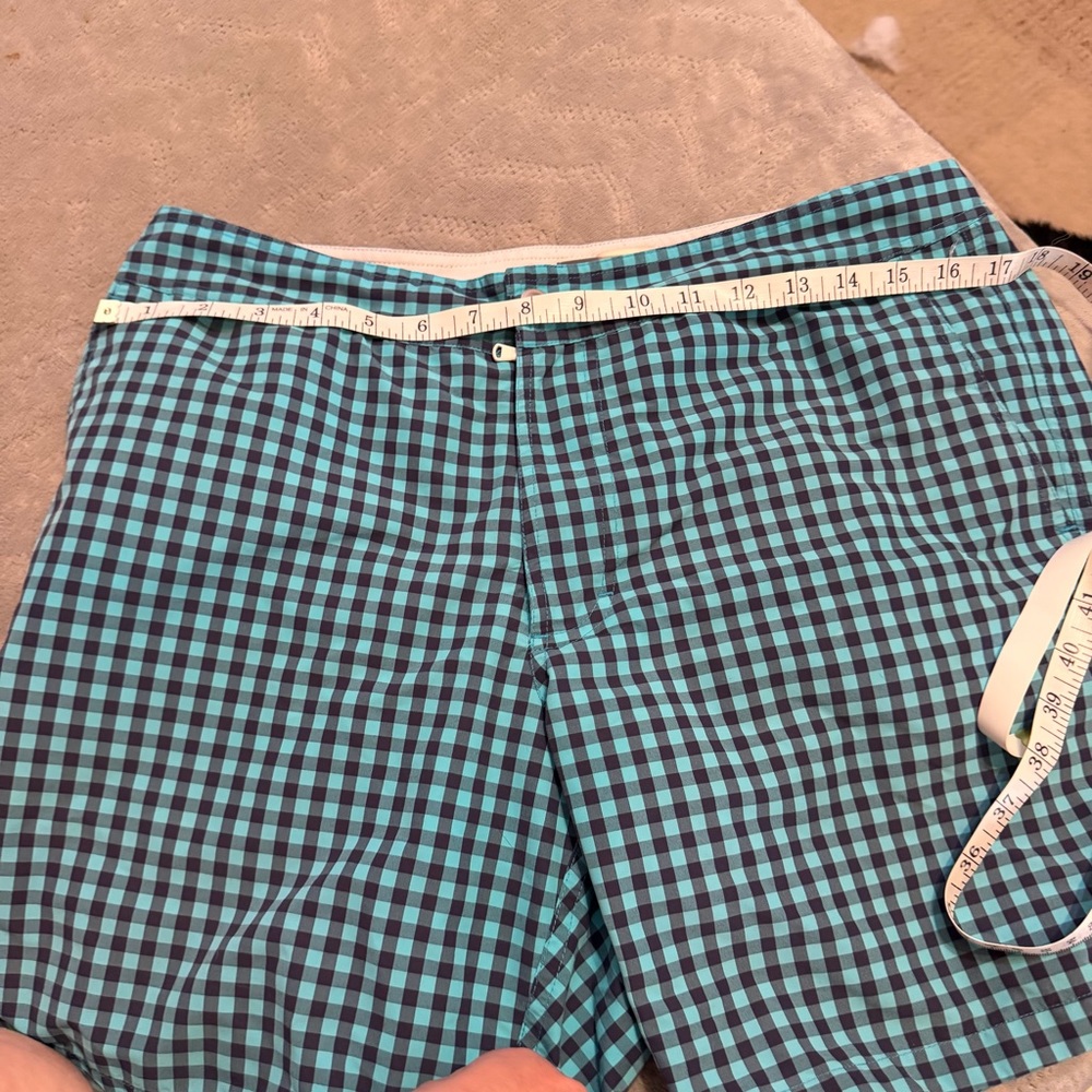 Bonobos Mens Swim Trunks 7” Inseam‎ Blue Gingham Check Board Shorts Size 32